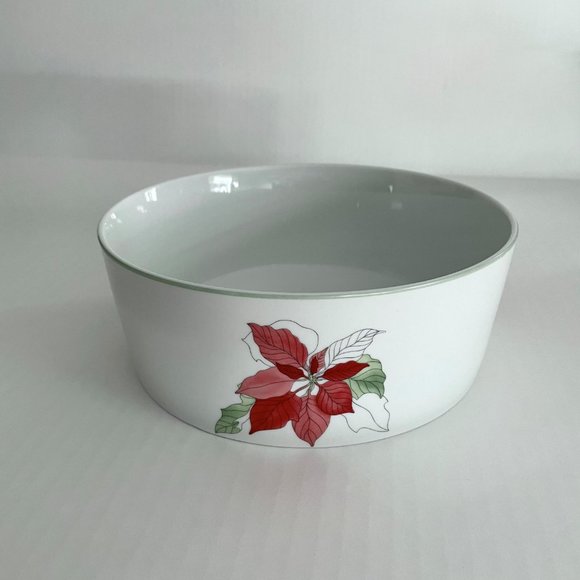 Vintage Christmas Holiday Vegetable Bowl Red Poinsettia by BLOCK SPAL,Goetzen - Picture 10 of 11